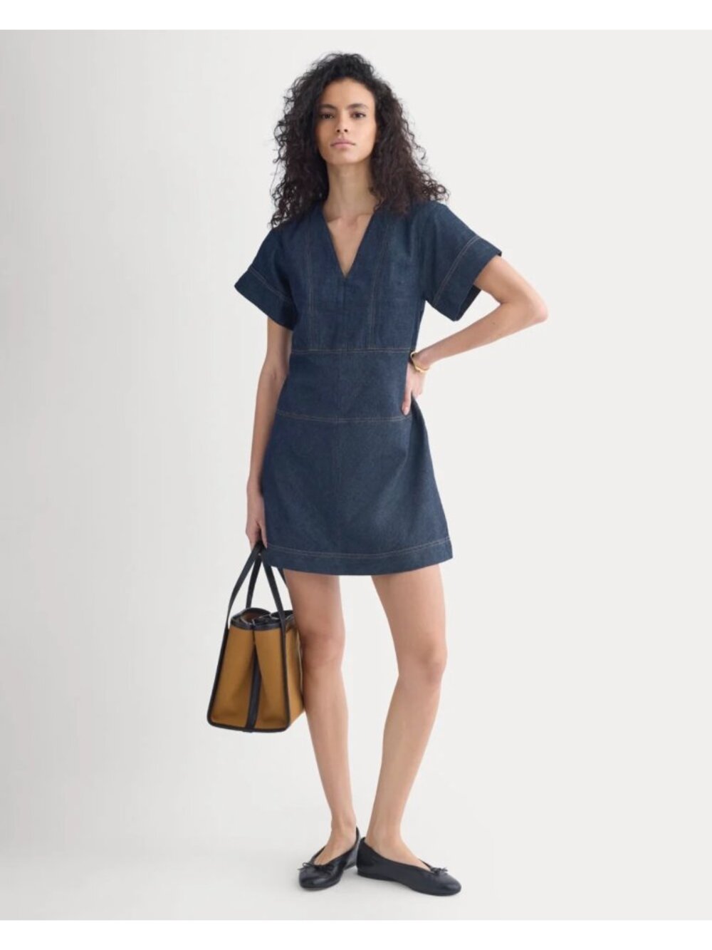 EVERLANE Denim Short Sleeve Dress in Dark Indigo Rinse Size 8